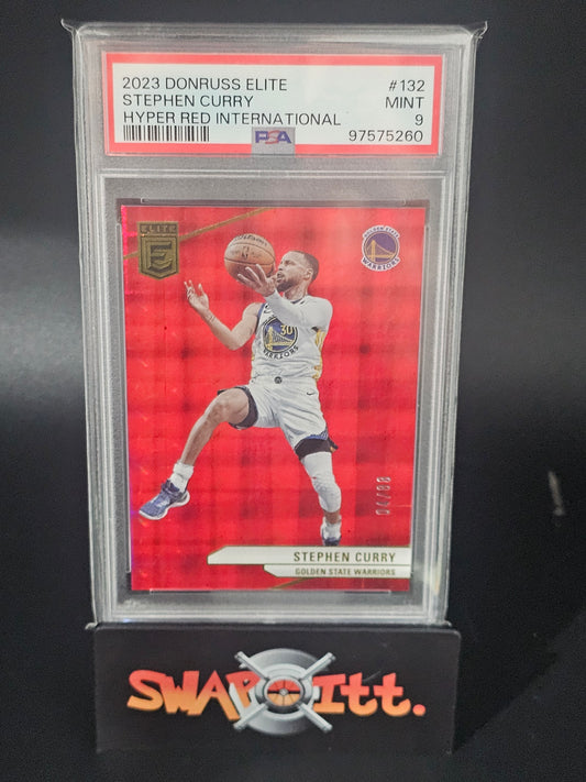 2023 donruss elite STEPHEN CURRY hyper red international 04/88 psa 9