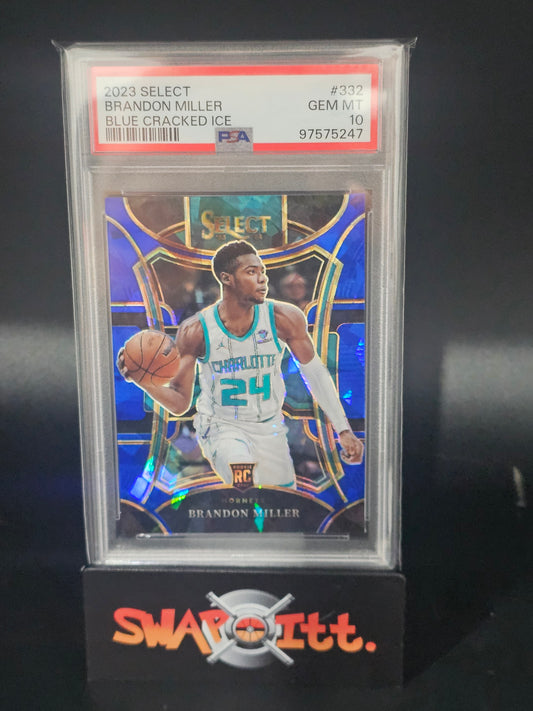 2023 select BRANDON MILLER blue cracked ice psa 10