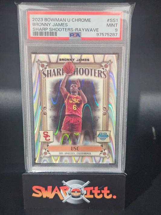 2023 bowman u chrome BRONNY JAMES sharp shooters-raywave psa 9