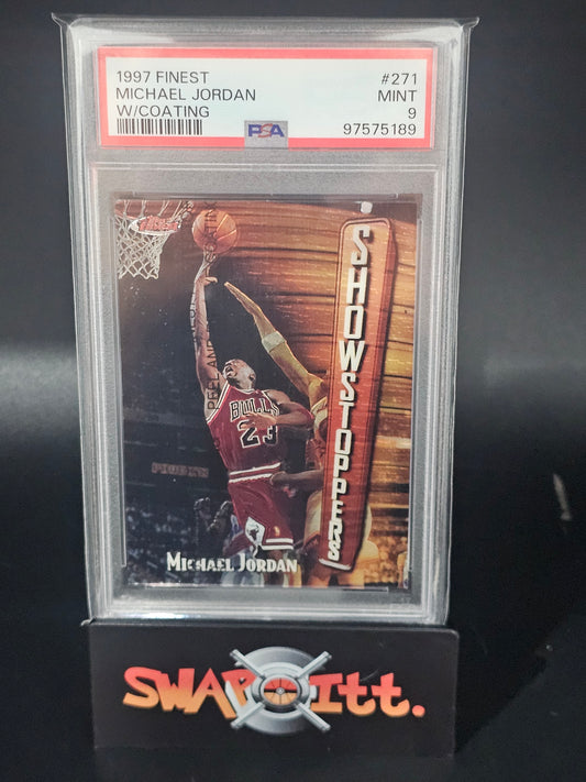 1997 topps finest MICHAEL JORDAN w/coating psa 9