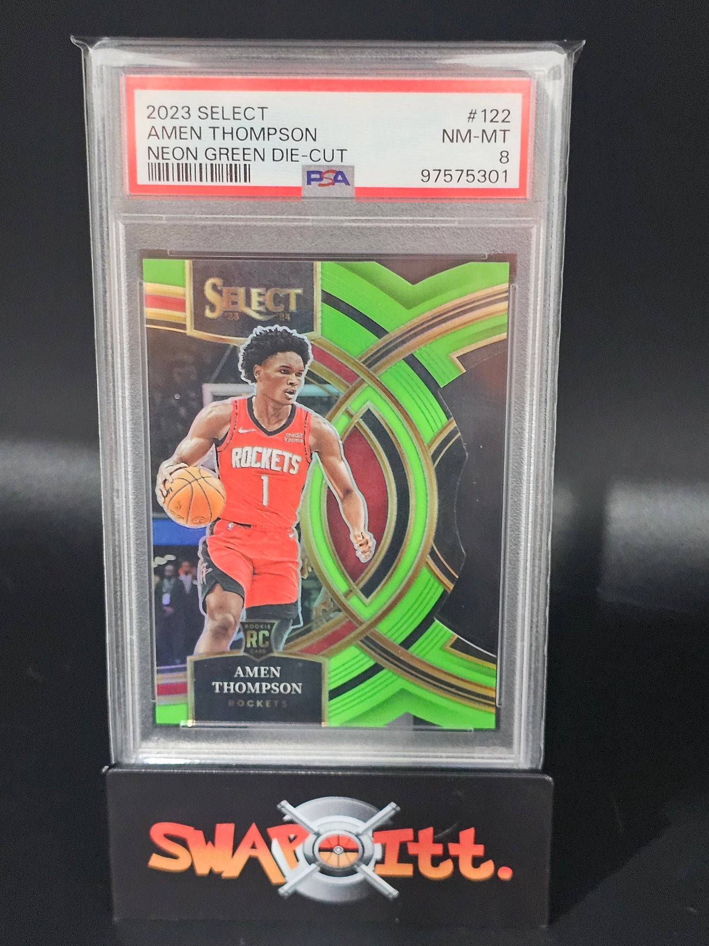 2023 select AMEN THOMPSON neon green die-cut 66/75 psa 8