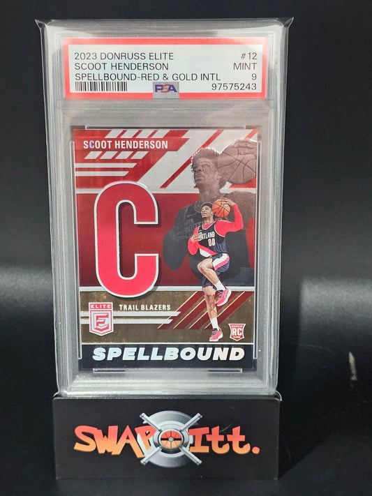 2023 donruss elite SCOOT HENDERSON spellbound-red & gold intl 01/10 psa 9