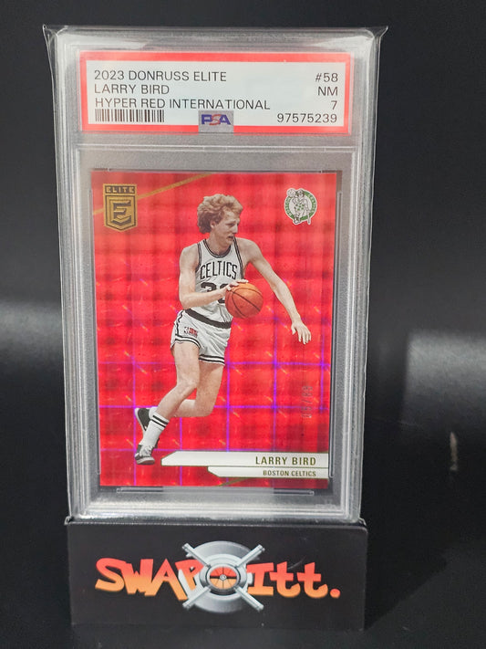 2023 donruss elite LARRY BIRD hyper red international 05/88 psa 7