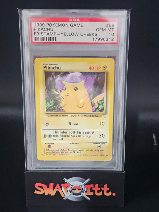 1999 pokemon game PIKACHU e3 stamp-yellow cheeks psa 10