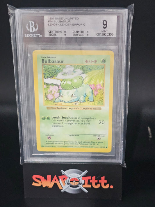 1999 base unlimited POKEMON bulbasaur length/length error bgs 9