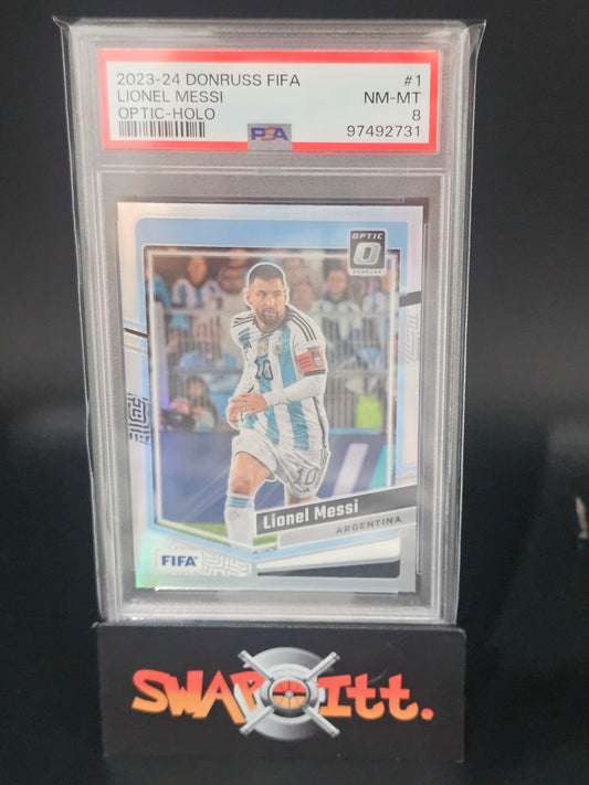 2023-24 donruss fifa LIONEL MESSI optic-holo psa 8