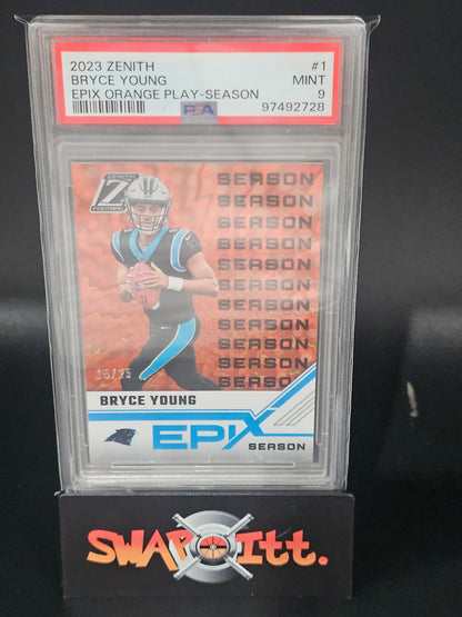 2023 zenith BRYCE YOUNG epix orange play-season 15/25 psa 9