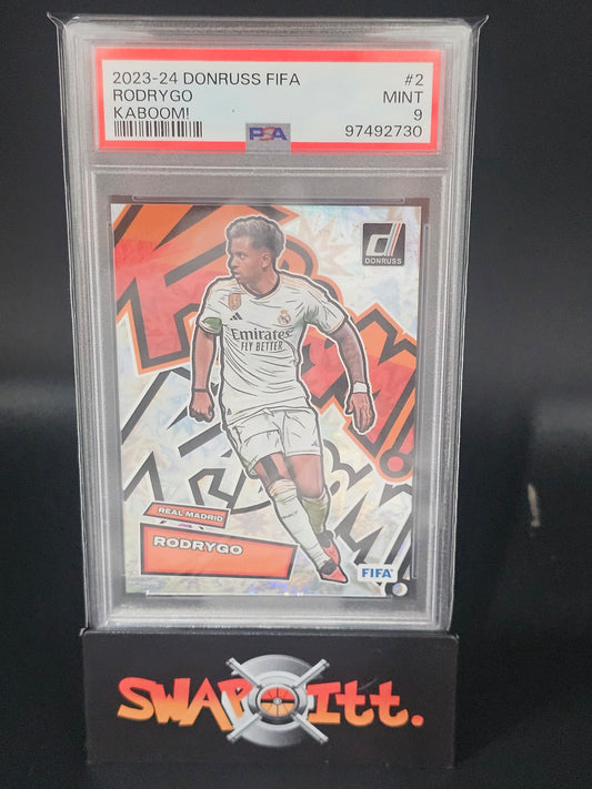 2023-24 donruss fifa RODRYGO kaboom psa 9