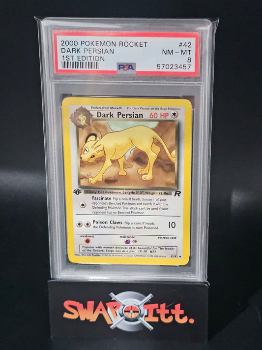 2000 POKEMON ROCKET dark persian 1ST EDITION PSA 8