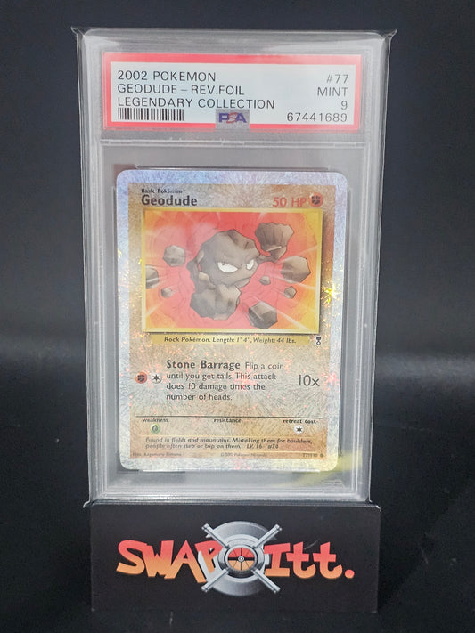 2002 pokemon GEODUDE-REV>FOIL legendary collection psa 9