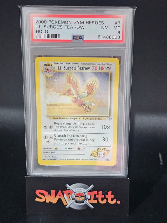 2000 pokemon gym heroes L.T SURGE'S FEAROW holo psa 8