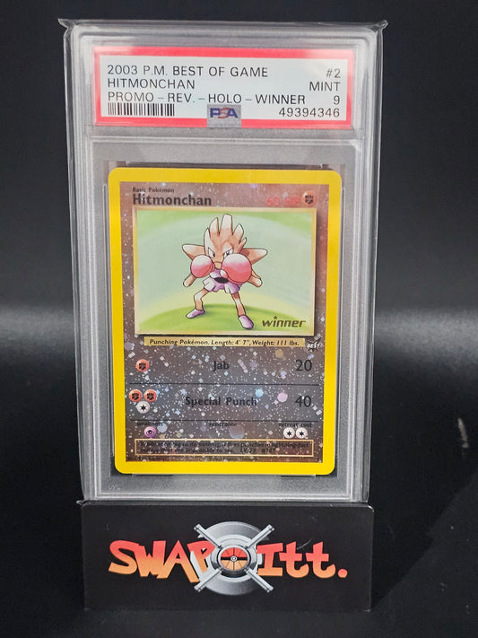 2003 pokemon best of game HITMONCHAN promo-rev-holo-winner psa 9