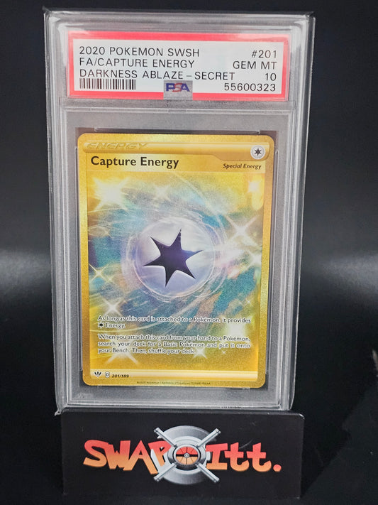 2020 pokemon swsh FA/CAPTURE ENERGY darkness ablaze-secret psa 10