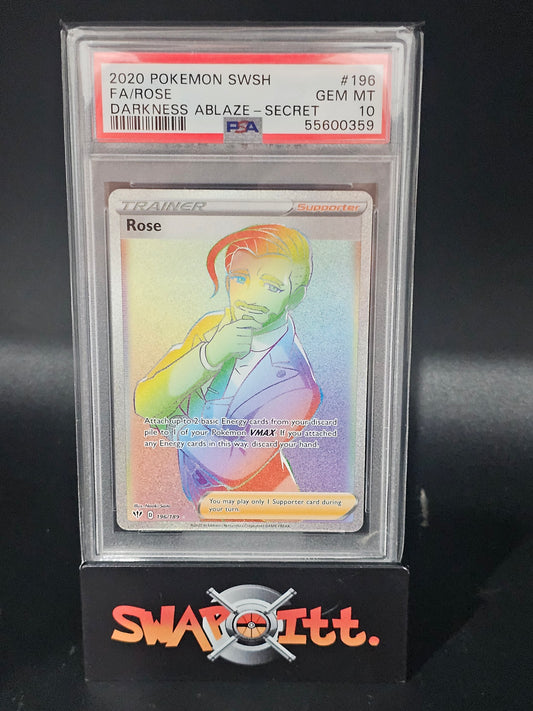 2020 pokemon swsh FA/ROSE darkness ablaze-secret psa 10