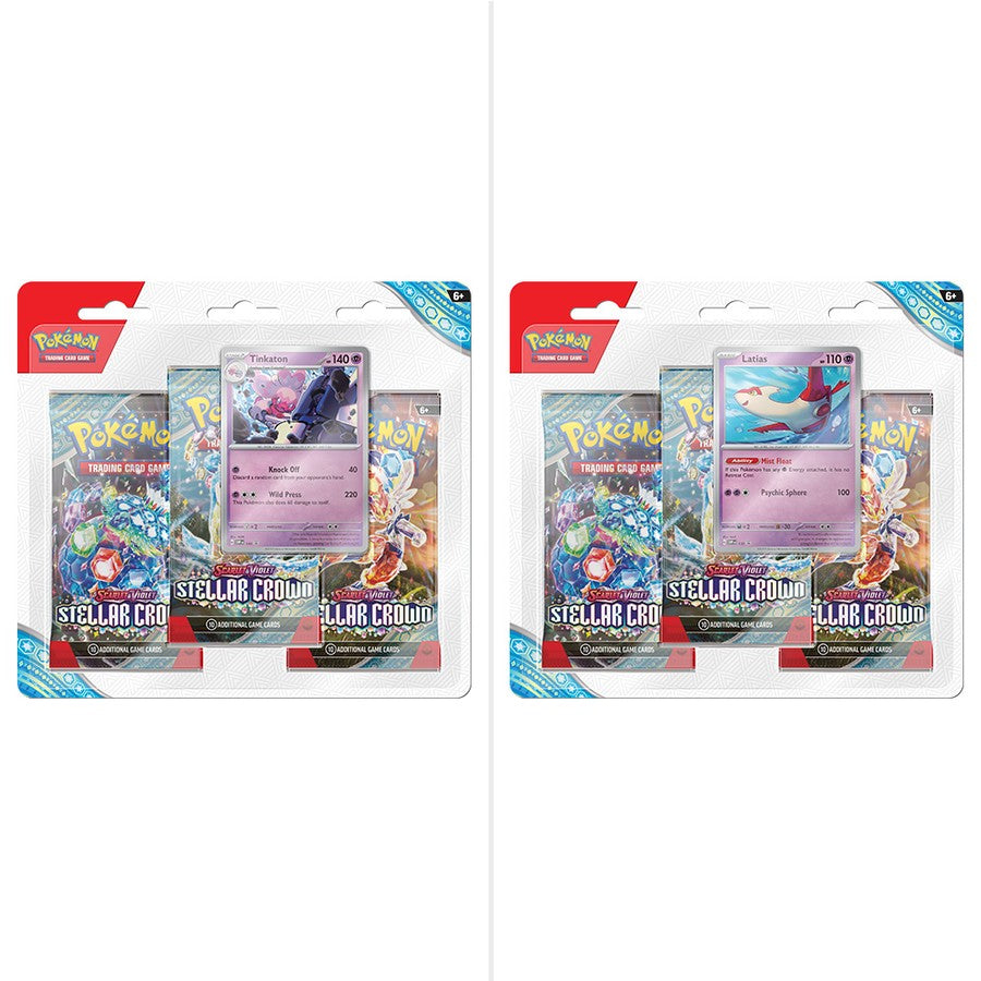 Pokemon TCG SV07 Stellar Crown Three Booster Blister (Tinkaton or Latias)