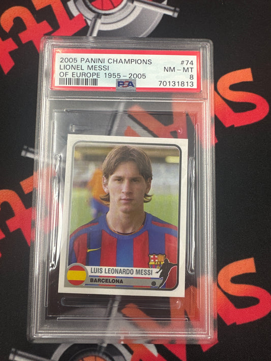 2005 Panini Lionel Messi - Champions  Of Europe Sticker PSA 8 MINT #74