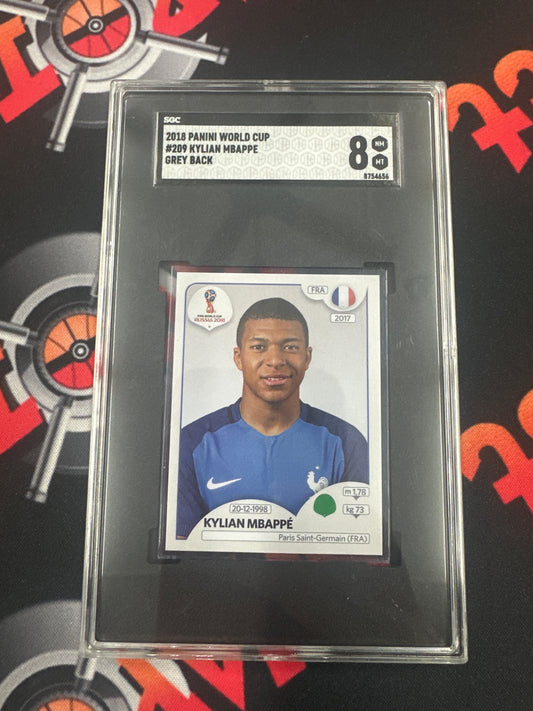 2018 Panini Kylian Mbappe - World Cup 2018 Stickers - Grey Back SGC 8 MINT #209