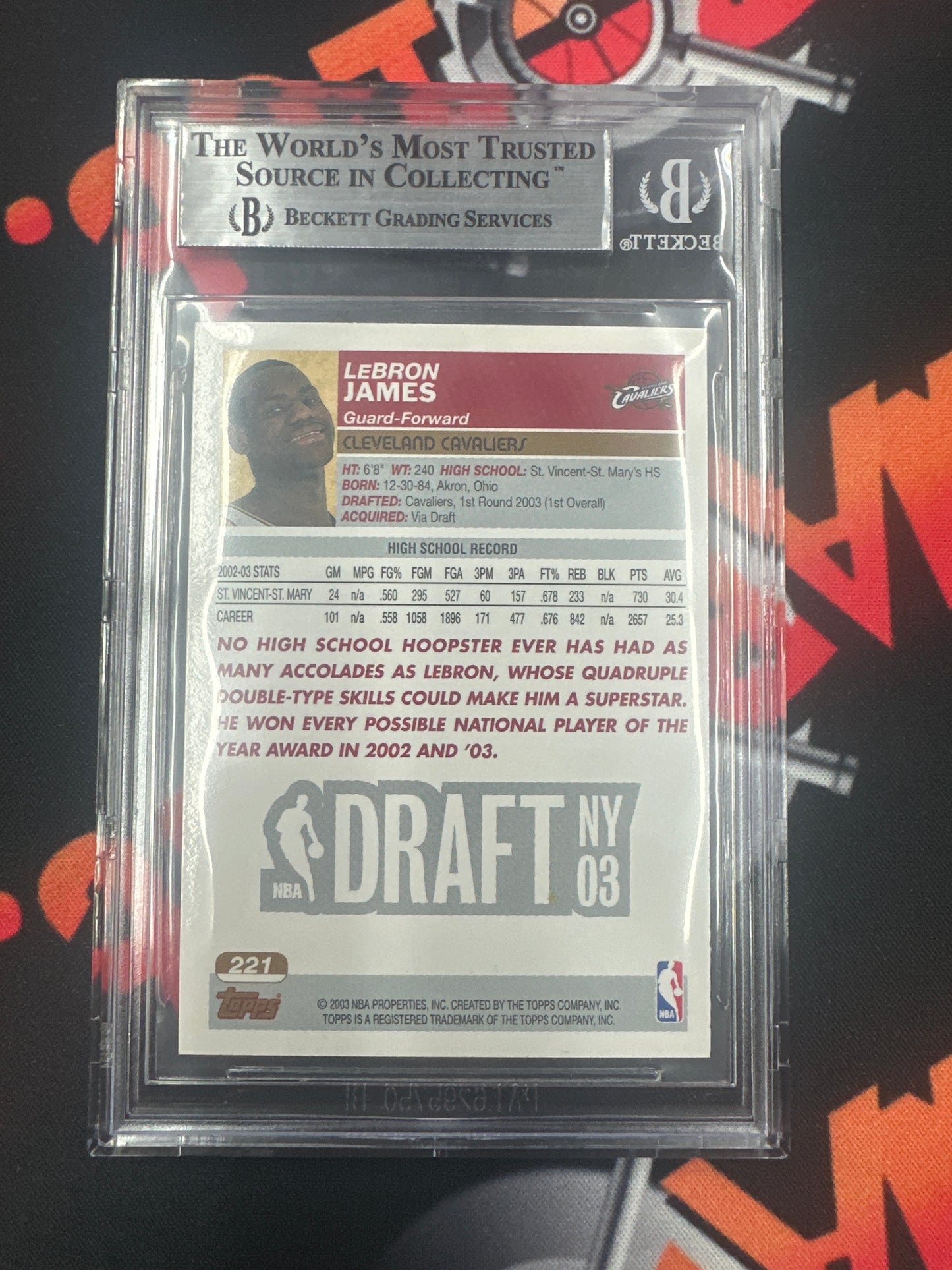 2003-24 Topps LeBron James - Draft Pick #1 BGS 9 #221