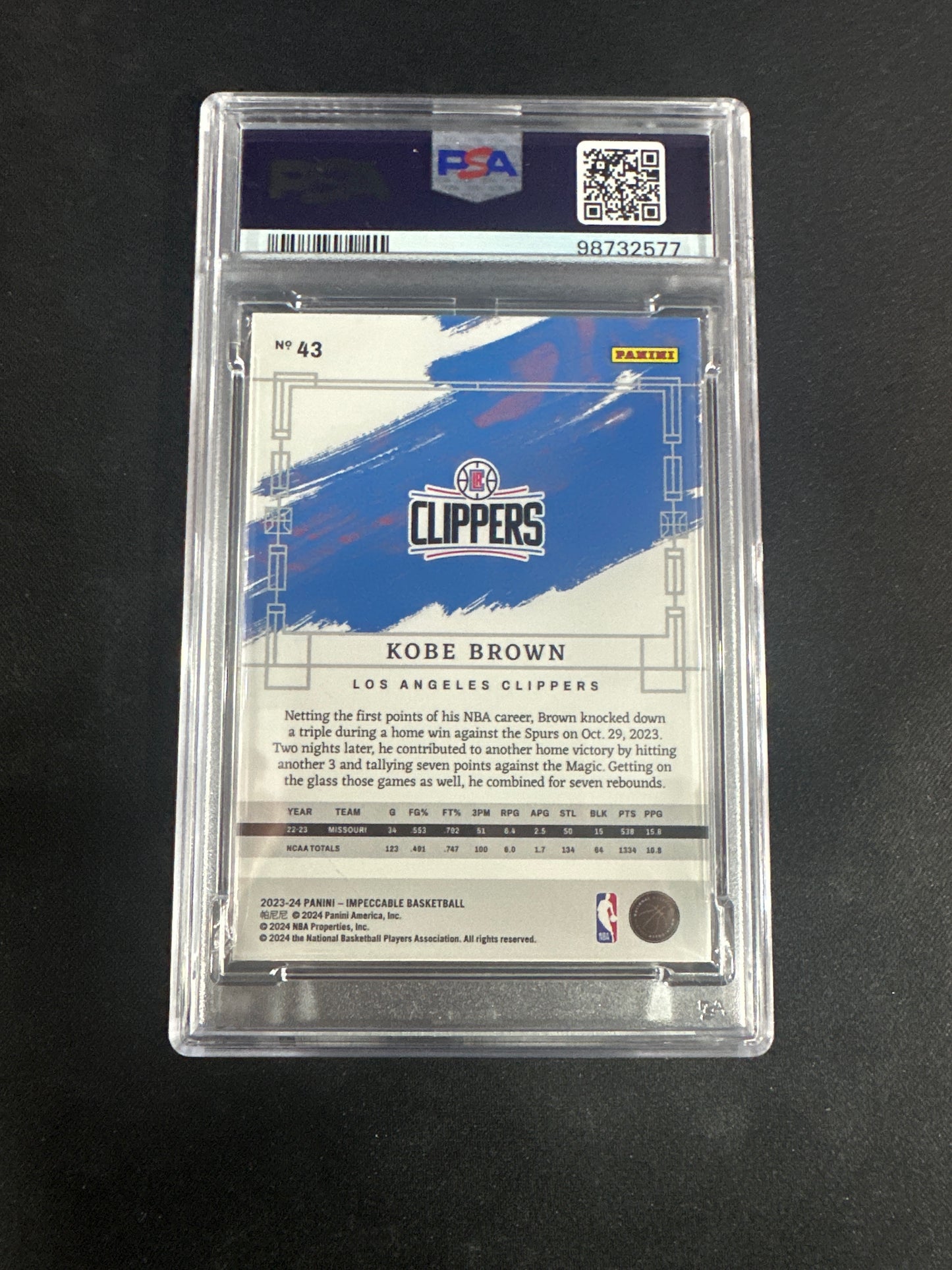 2023 Impeccable Kobe Brown - Silver PSA 9 #43