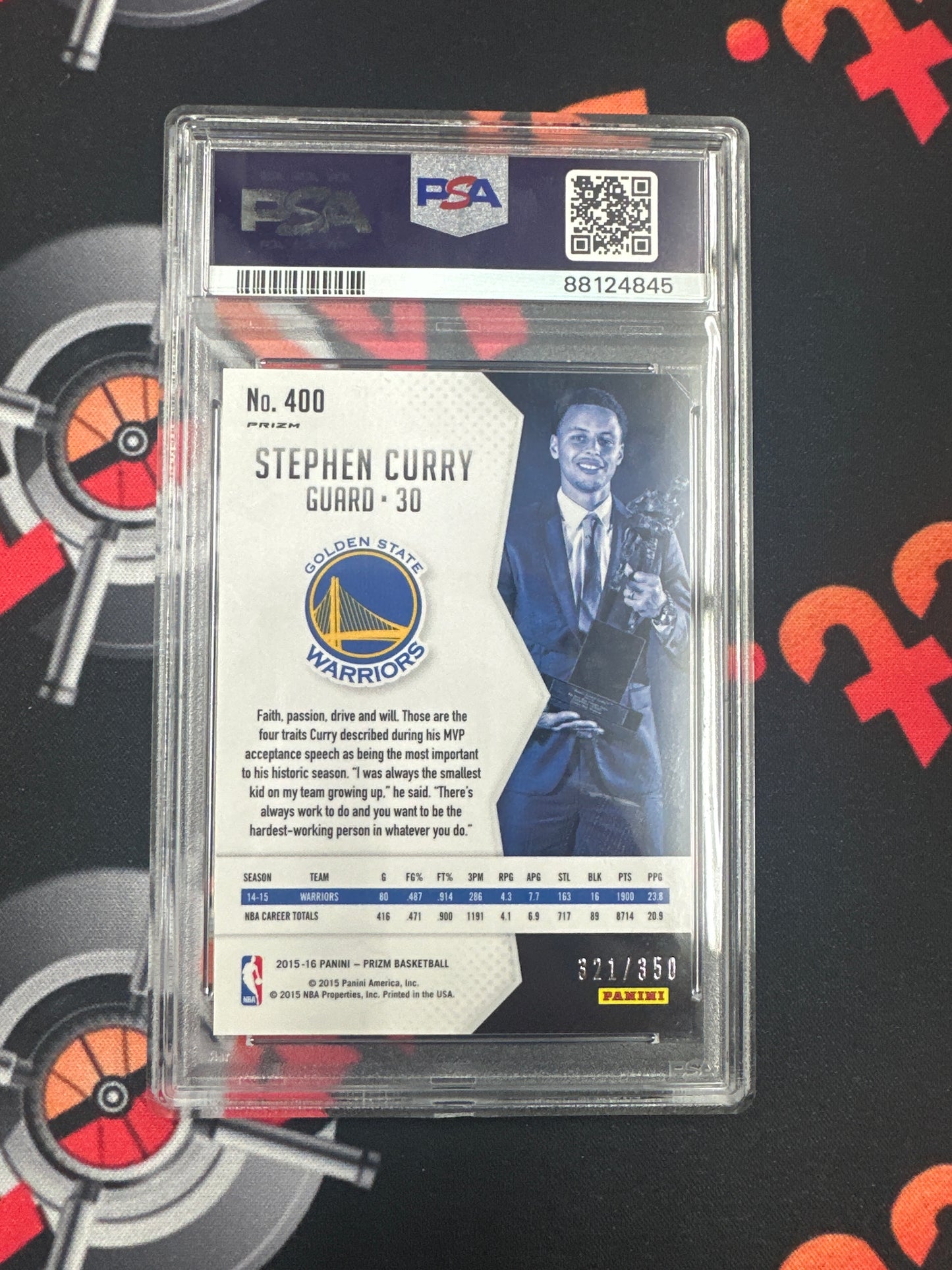 2015 Panini Prizm Stephen Curry - Ruby Wave Prizm MVP /350 PSA 10 #400