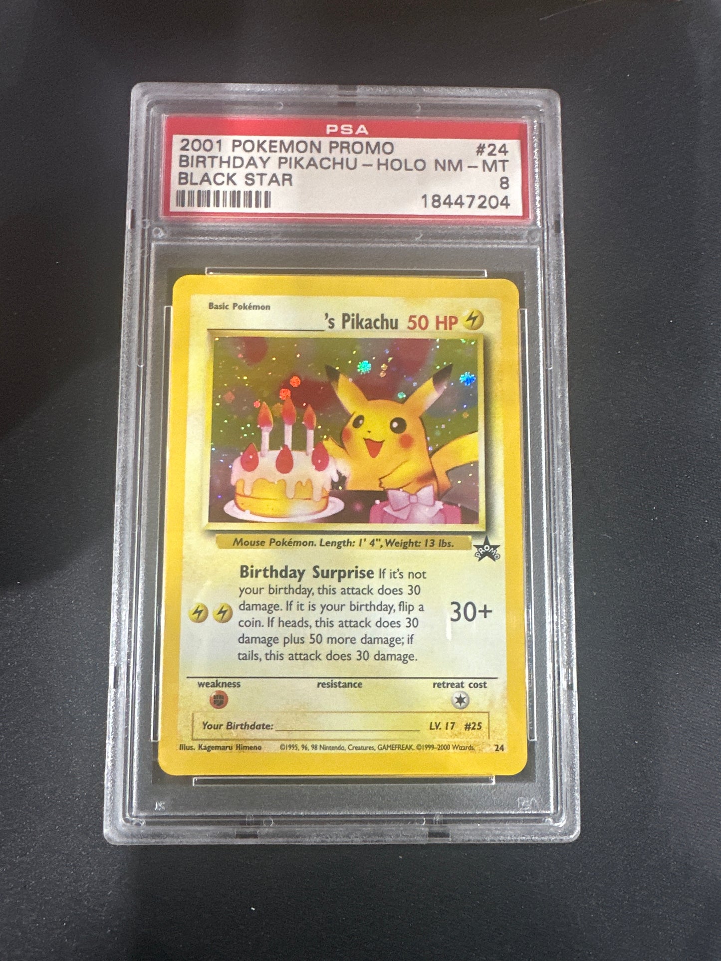 2001 Pokemon Promo - Birthday Pikachu Holo - Black Star PSA 8 #24