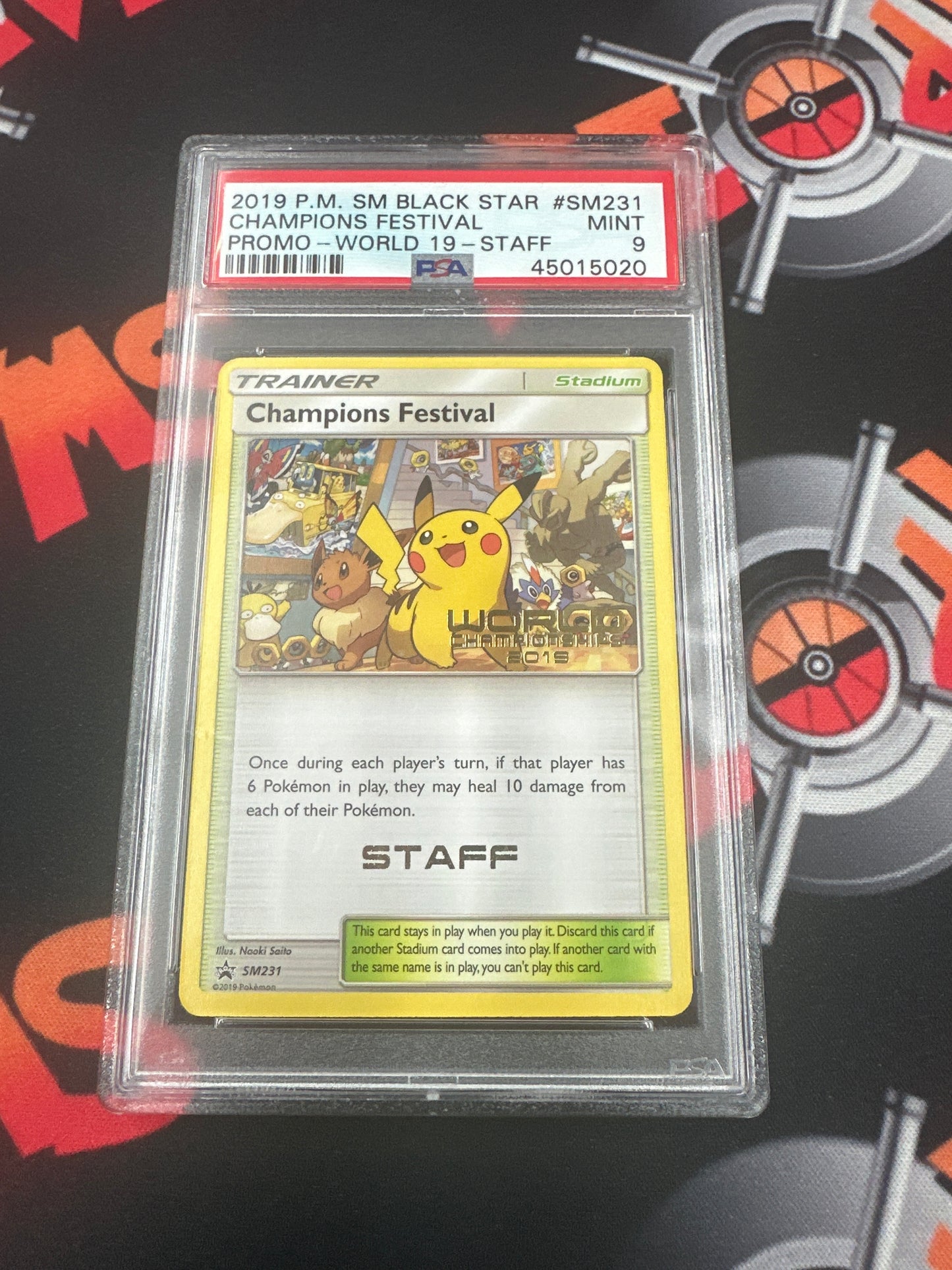 2019 Pokémon SM Promo World Championships - Staff Champions Festival PSA 9 #SM231