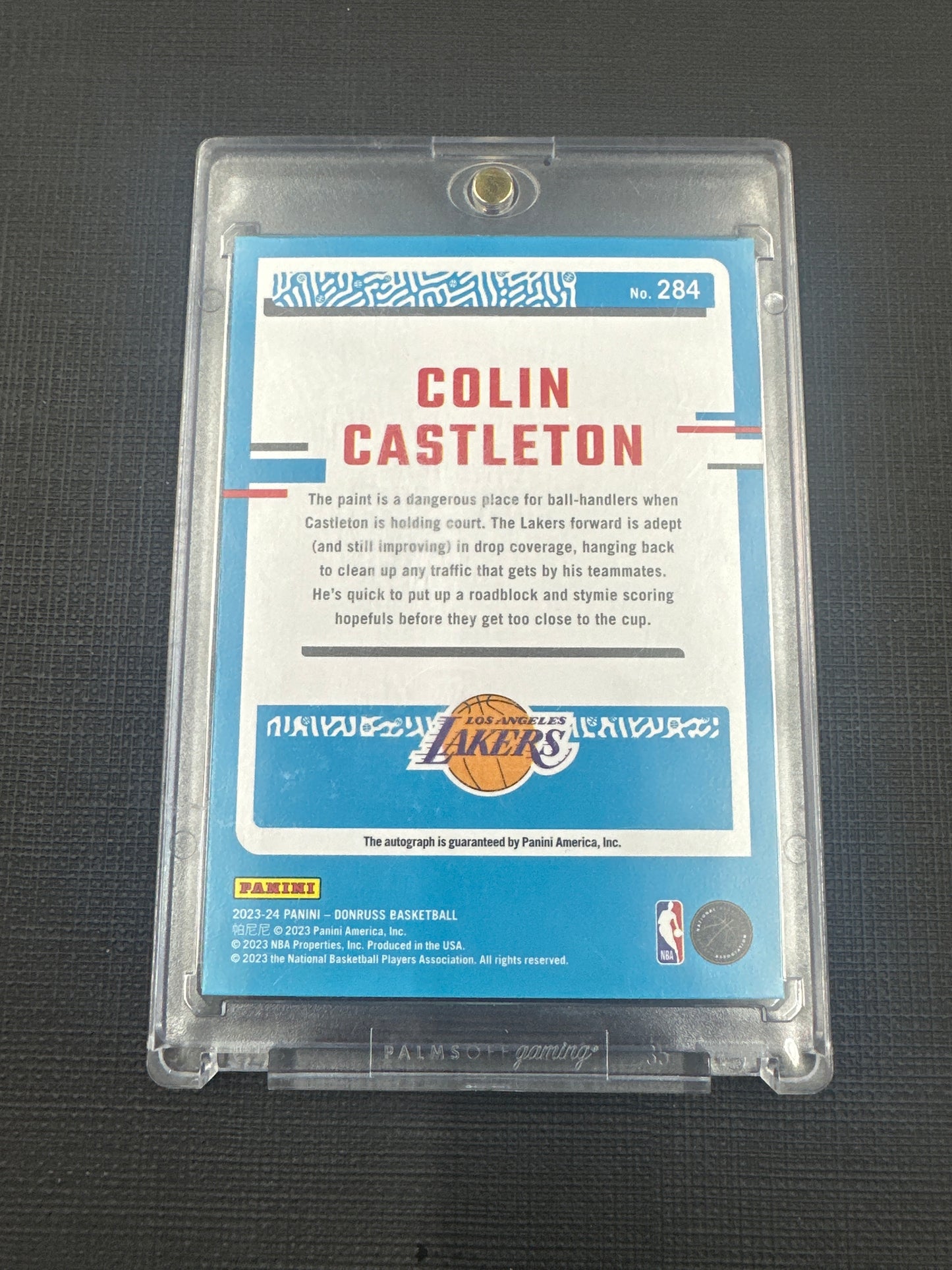 2023-24 Donruss Rated Rookie Colin Castleton Rated Rookie Auto - Holo Light Blue Laser RC /8 SSP #284