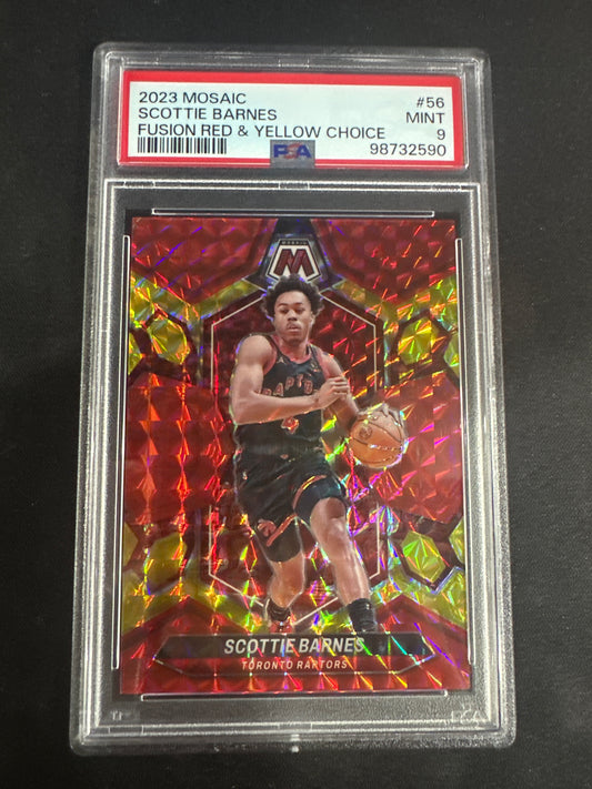 2023 Mosaic Scottie Barnes - Fusion Red & Yellow Choice /75 PSA 9 #56