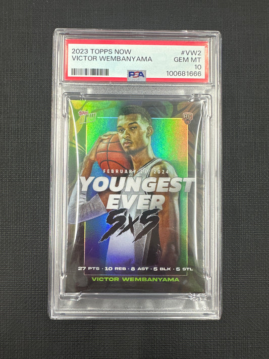 2023 Topps Now Victor Wembanyama - Youngest Ever 5x5 RC PSA GEM MINT 10 #VW2