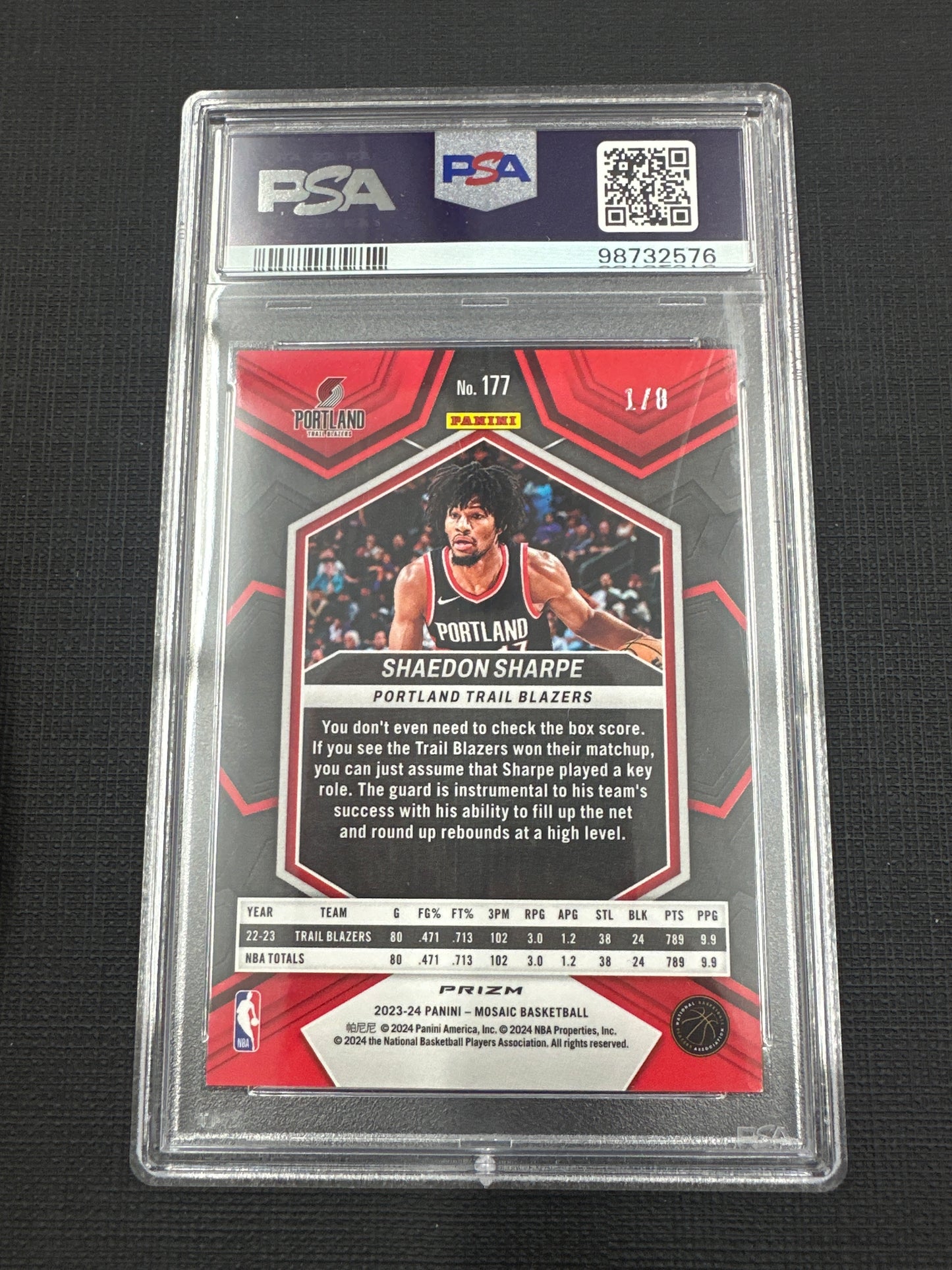 2023 Mosaic Shaedon Sharpe - Black Gold Choice /8 PSA 8 #177