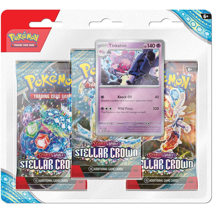 Pokemon TCG SV07 Stellar Crown Three Booster Blister (Tinkaton or Latias)