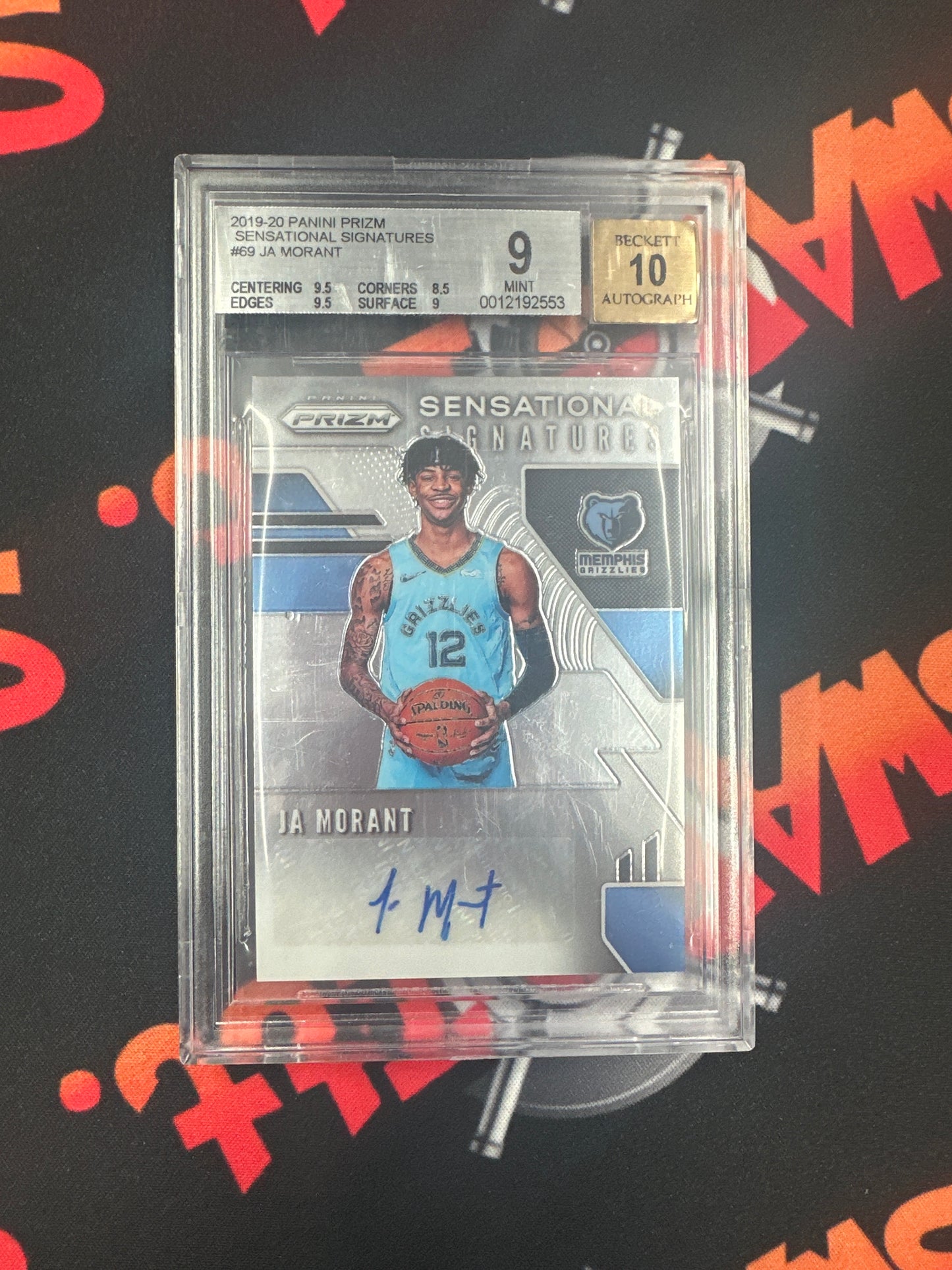 2019-20 Panini Prizm Ja Morant - Sensational Signatures BGS 9 Auto 10 #69