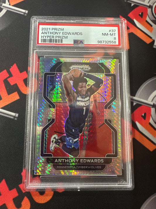 2021/22 Prizm Anthony Edwards - Hyper Prizm PSA 8 #37