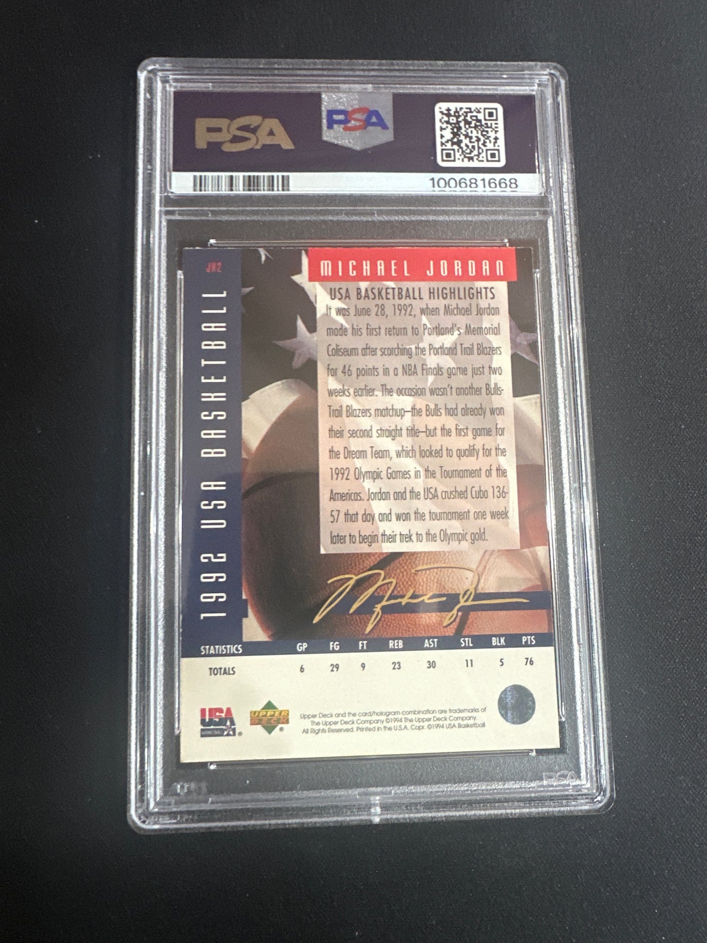 1994 Upper Deck USA Michael Jordan - Jordan’s Highlights PSA 8 #JH2