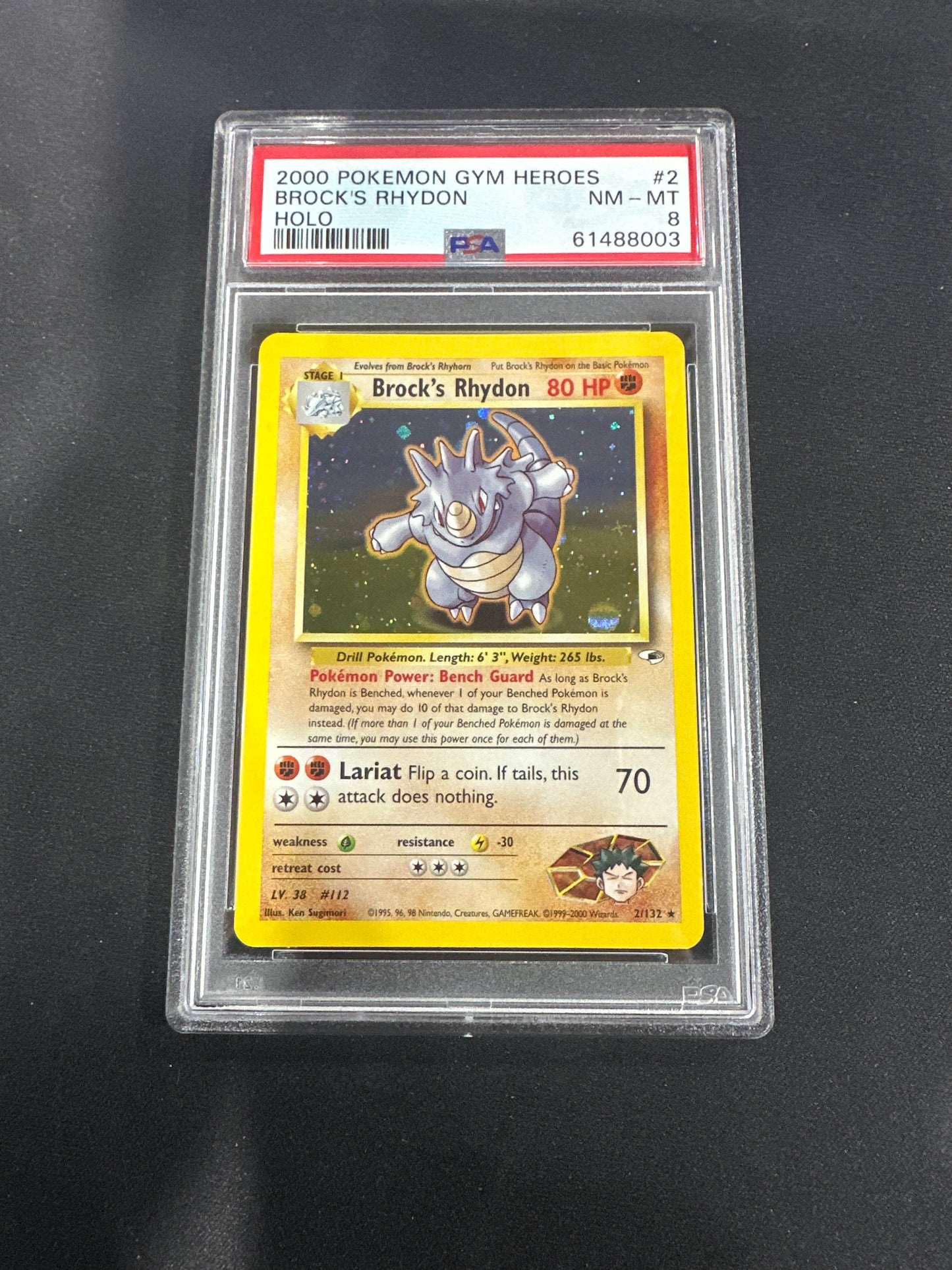 2000 Pokemon Gym Heroes - Brock’s Rhydon Holo PSA 8 #2