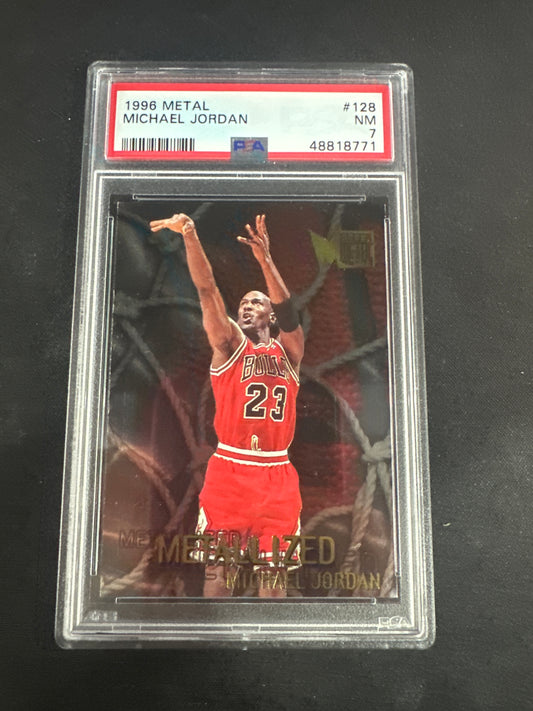 1996 Fleer Metal Michael Jordan - Metallized PSA 7 #128