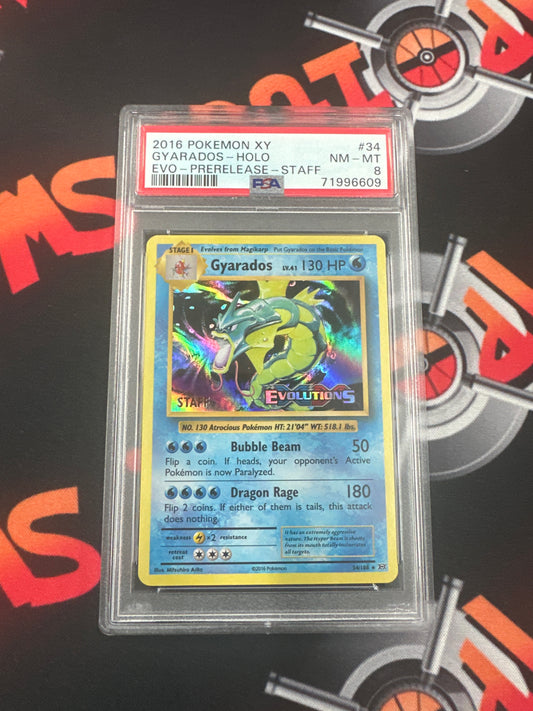 Pokémon Gyarados XY Evolutions - Prerelease STAFF Holo Rare Promo PSA 8 #34