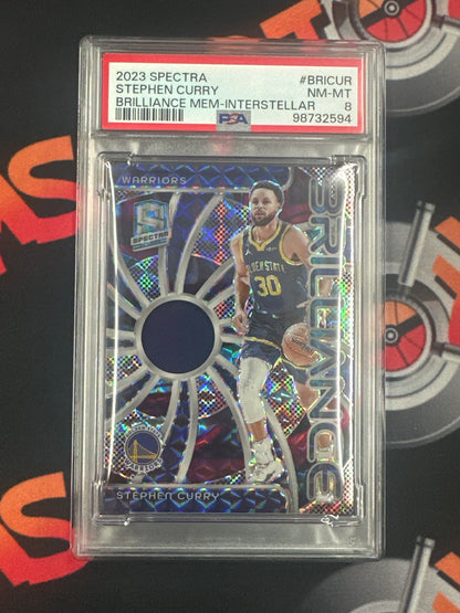 2023 Spectra Stephen Curry - Brilliance Mem-Interstellar /75 PSA 8 #BRICUR