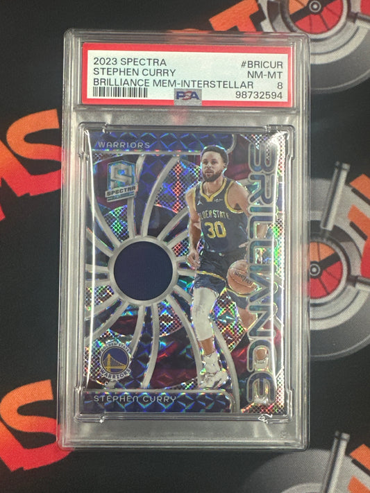 2023 Spectra Stephen Curry - Brilliance Mem-Interstellar /75 PSA 8 #BRICUR