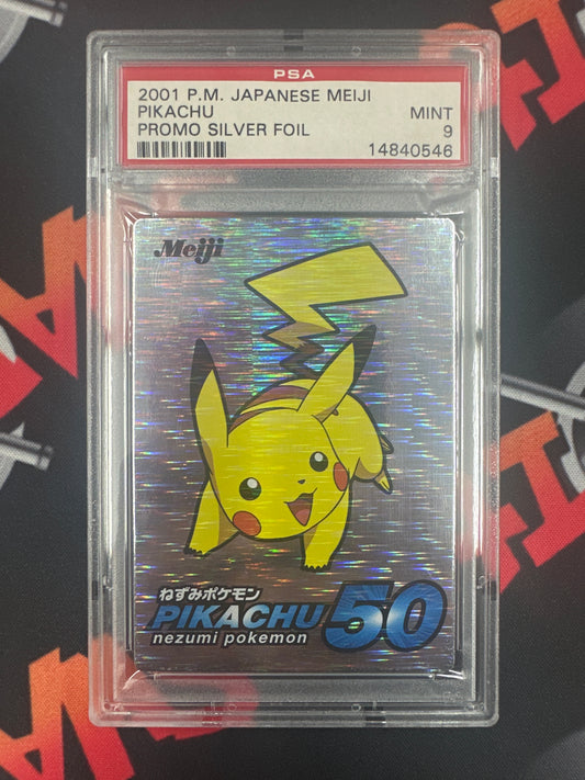 2001 Pikachu Meiji Promo Blue- Japanese Silver Foil PSA 9 #MC2