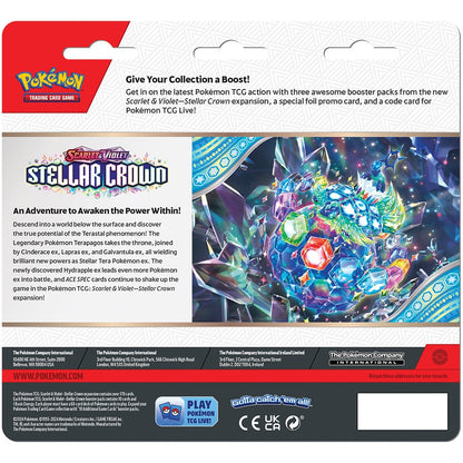 Pokemon TCG SV07 Stellar Crown Three Booster Blister (Tinkaton or Latias)