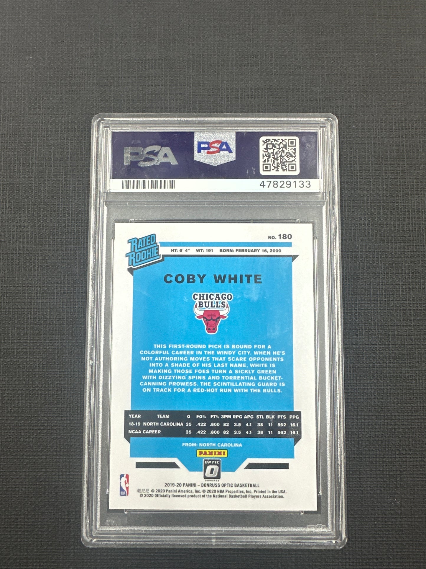 2019 Panini Donruss Coby White - Optic Rated Rookie PSA 9 #180