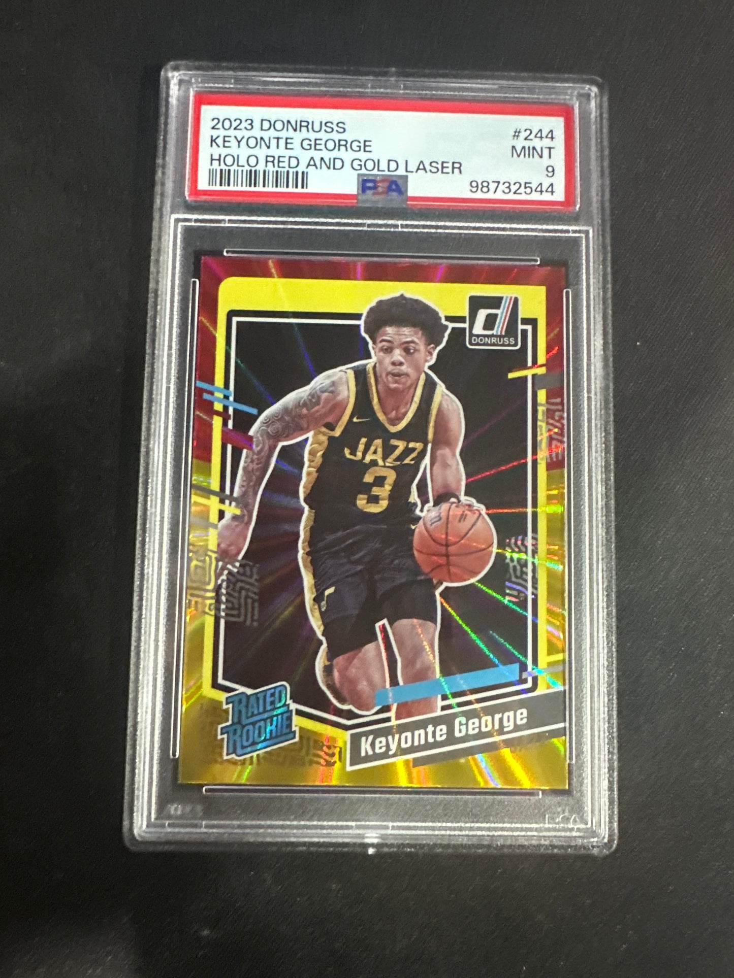 2023 Donruss Keyonte George - Holo Red & Gold Laser Rated Rookie PSA 9 #244