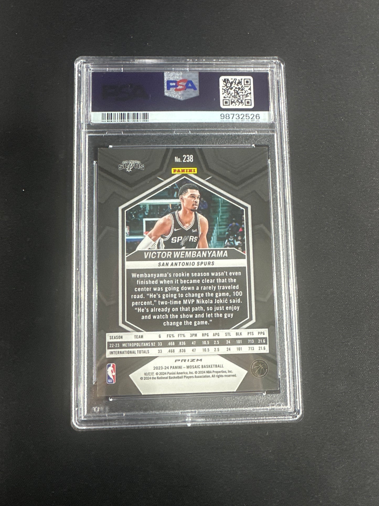 2023 Mosaic Victor Wembanyama - Mosaic Refractor PSA 10 #238