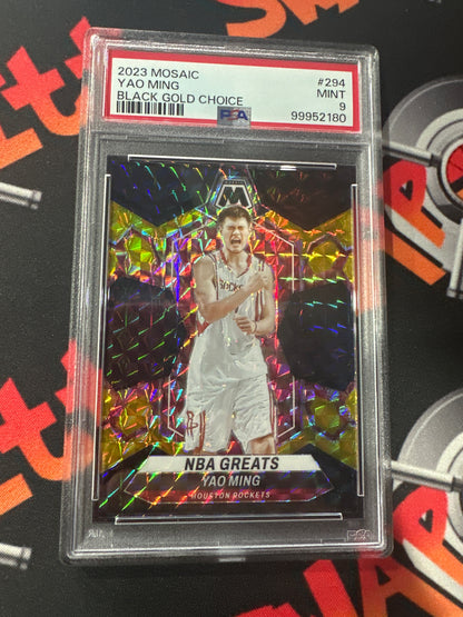 2023-24 Mosaic Yao Ming - NBA Greats Black Gold Choice /8 PSA 9 #294