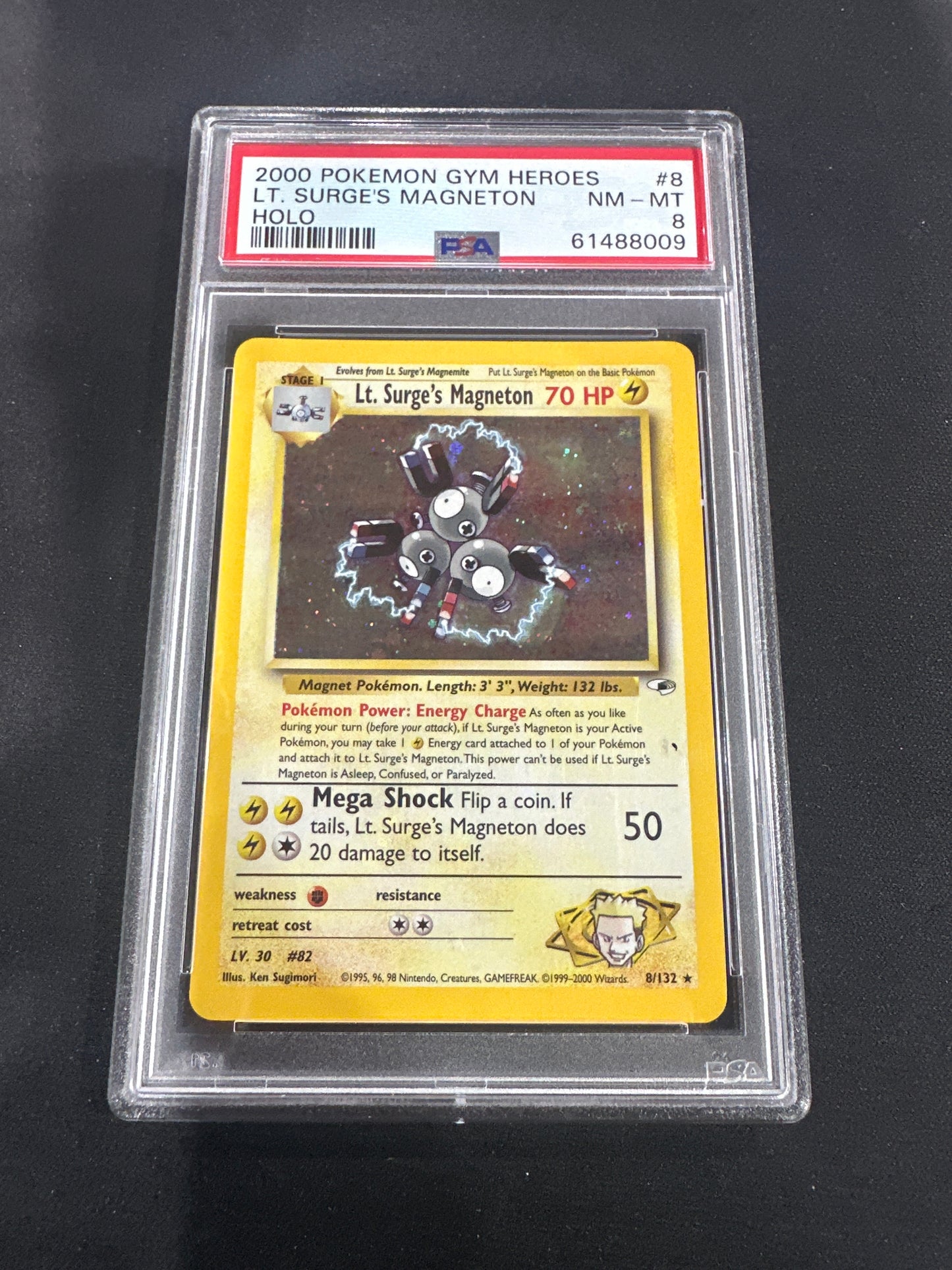 2000 Pokemon Gym Heroes - Lt. Surge’s Magneton Holo PSA 8 #8