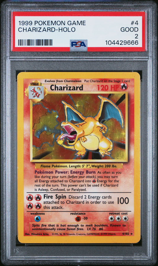 1999 POKEMON GAME #4 CHARIZARD-HOLO PSA 2