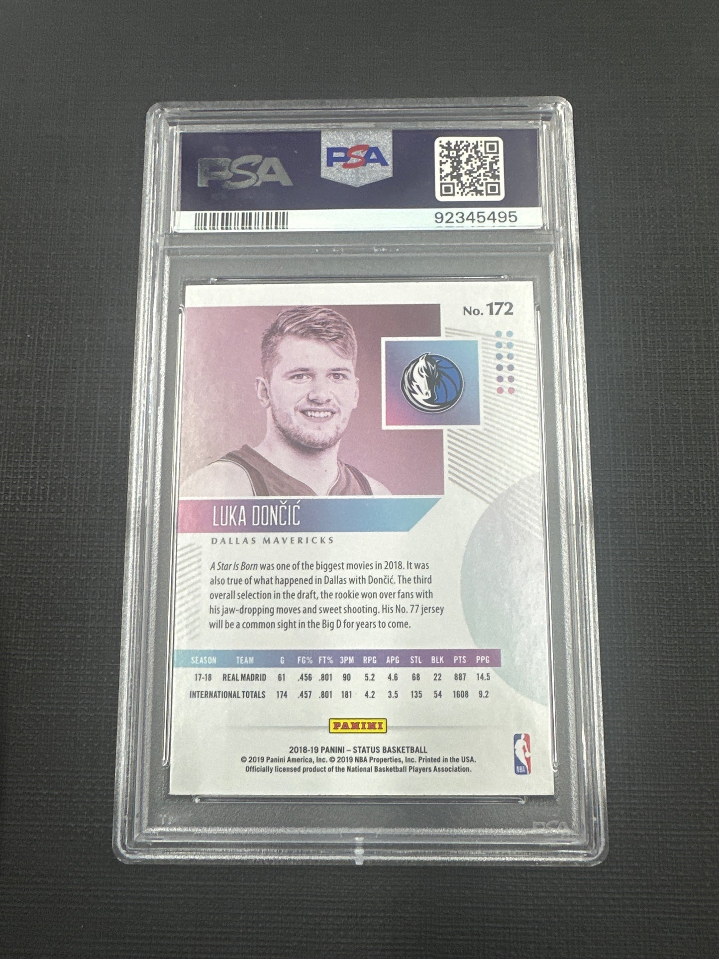 2018 Panini Status - Luka Doncic RC PSA 9 #172