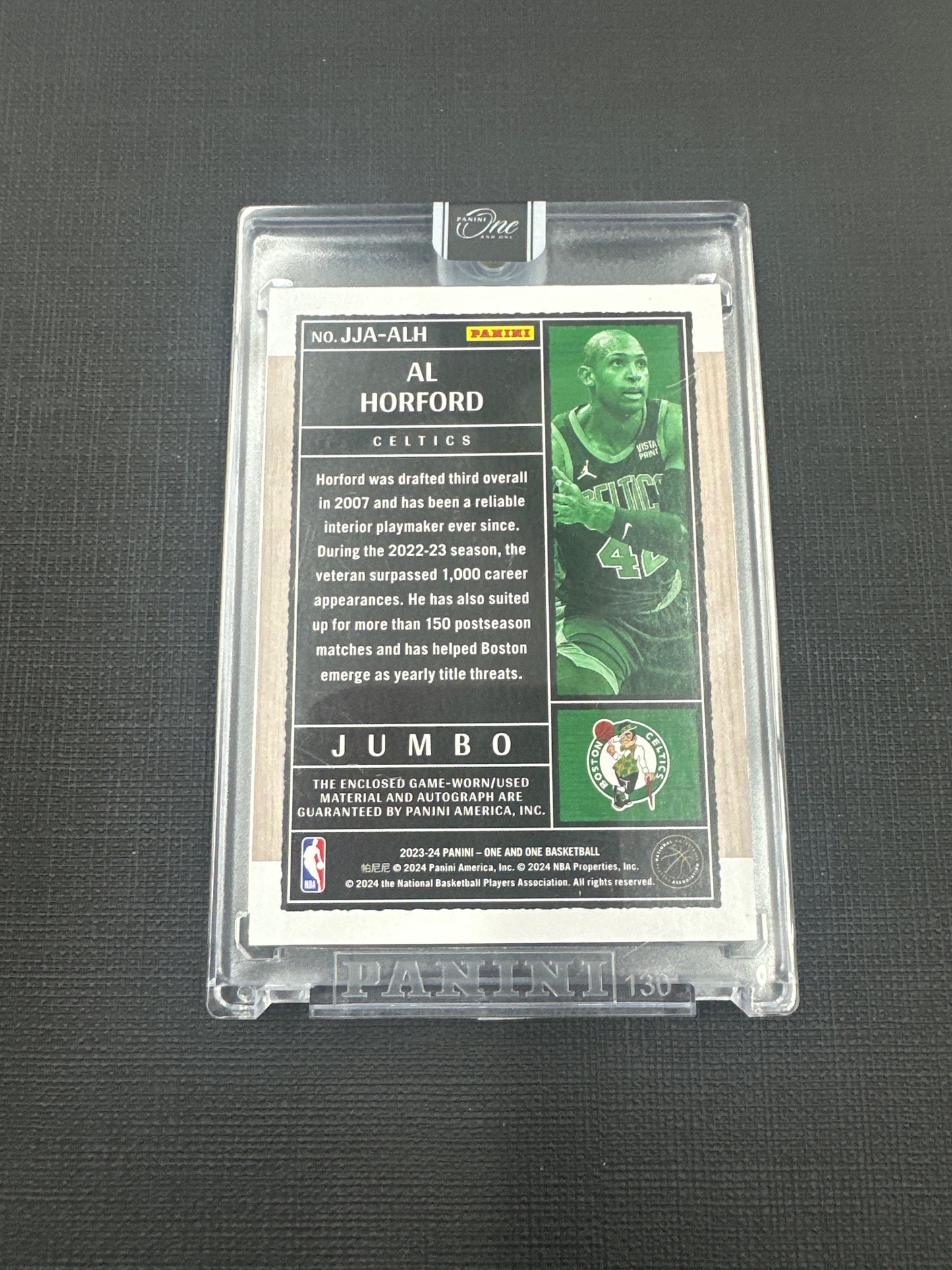 2023-24 Panini One and One Al Horford - Jumbo Jersey On Card Auto Blue /49 #JJA-ALH