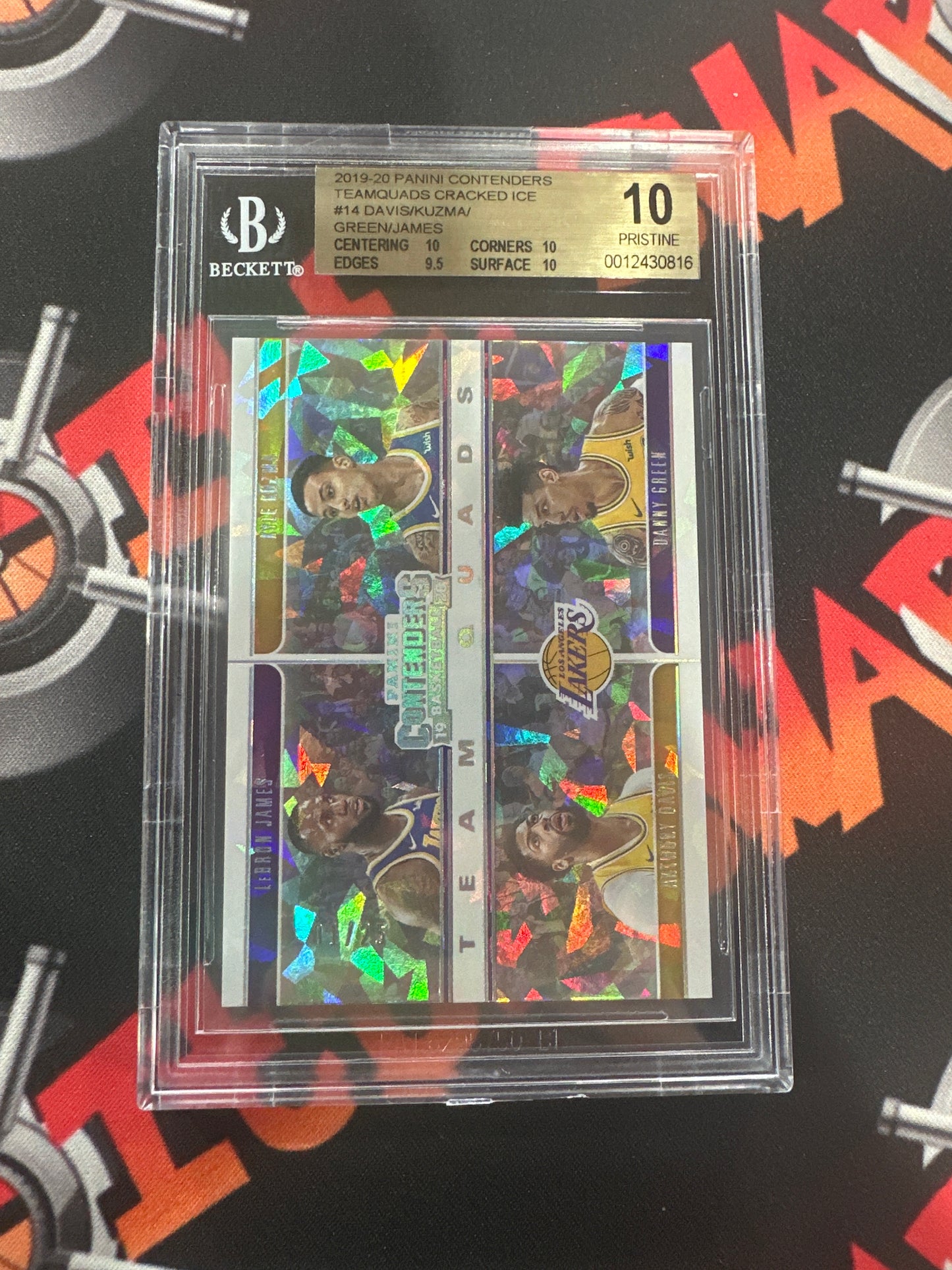 2019/20 Panini Contenders Teamquads Cracked Ice /25 - LeBron/Davis/Kuzma/Green #14